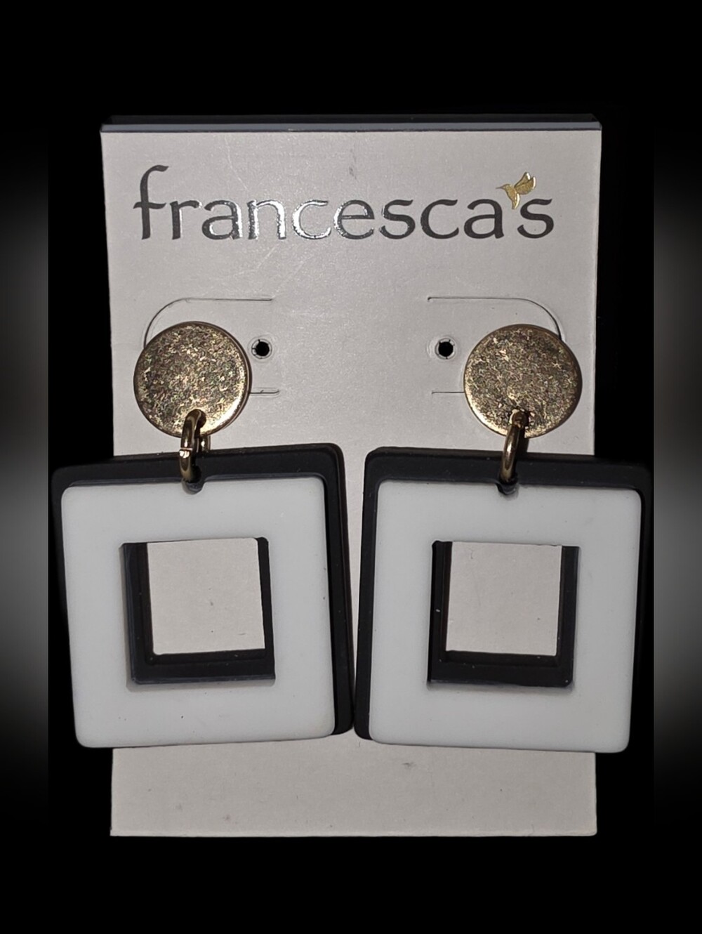 Black & White Geometric Drop Earrings
